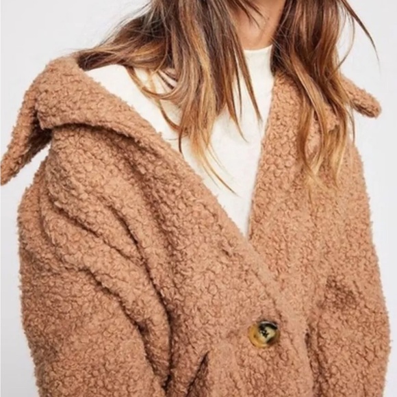 FREE PEOPLE So Soft Cozy Peacoat in Brown Size Small - Picture 6 of 13